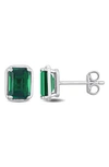 DELMAR STERLING SILVER LAB CREATED EMERALD STUD EARRINGS