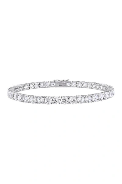 Delmar Sterling Silver Created White Sapphire Tennis Bracelet