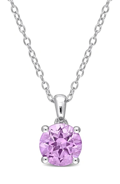 Delmar Sterling Silver Amethyst Solitaire Pendant Necklace In Purple