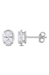 DELMAR STERLING SILVER LAB CREATED WHITE SAPPHIRE STUD EARRINGS