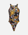 Versace Jeans Couture Garland Print Lycra Sleeveless Bodysuit In Black
