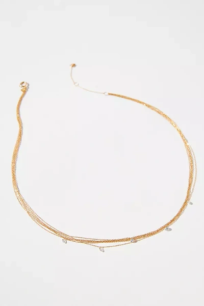 Anthropologie Gold-plated Diamond & Layered Chain Necklace