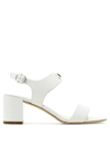 Ferragamo Cayla Calfskin Gancini Bit Slingback Sandals In White