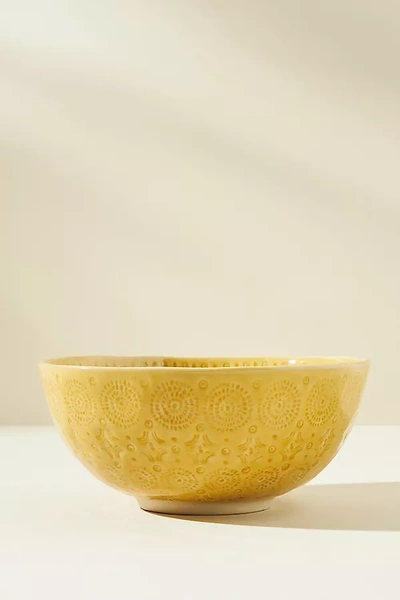 Anthropologie Old Havana Serving Bowl In Yellow