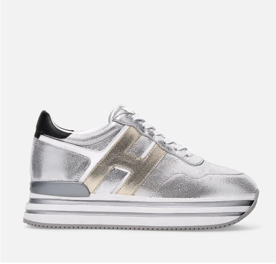 Hogan Sneakers Midi H222 Silver In Gold,silver