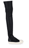 Rick Owens Black Knee-high Sneakers With Platform In Leather Woman In Black
