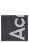 Acne Studios Toronty Logo-print Wool-blend Scarf In Grey