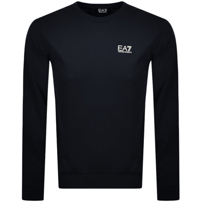 Ea7 Asv 7 Lines Crew-neck Sweatshirt In A Recycled Cotton Blend In Navy