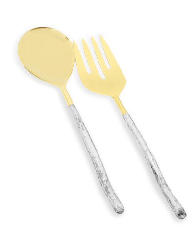 Classic Touch 12" Serving Spoons, Set Of 2 In Gold-tone