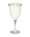 Classic Touch 12 oz Water Glasses With Stem And Colored Rim, Set Of 6 In White