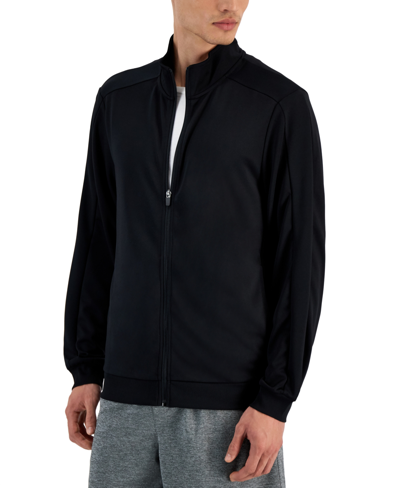 Ideology Men's Regular-fit Moisture-wicking Knit Jacket, Created For Macy's In Black/ Black