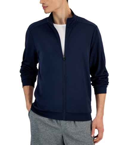 Ideology Men's Regular-fit Moisture-wicking Knit Jacket, Created For Macy's In Navy/ Navy