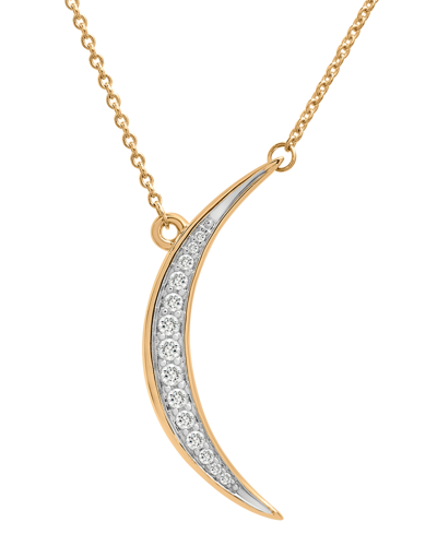 Wrapped Diamond Moon Pendant Necklace (1/10 Ct. T.w.) In 14k Gold, 17" + 2" Extender, Created For Macy's In Yellow Gold