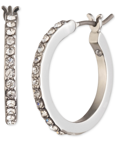 KARL LAGERFELD SMALL PAVE HOOP EARRINGS, 0.54"