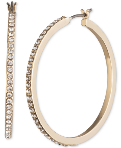 Karl Lagerfeld Medium Pave Hoop Earrings, 1.22" In Gold