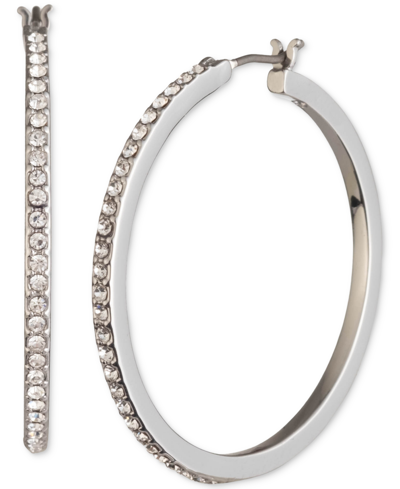 Karl Lagerfeld Silver-tone Large Pave Hoop Earrings, 2.2" In Crystal