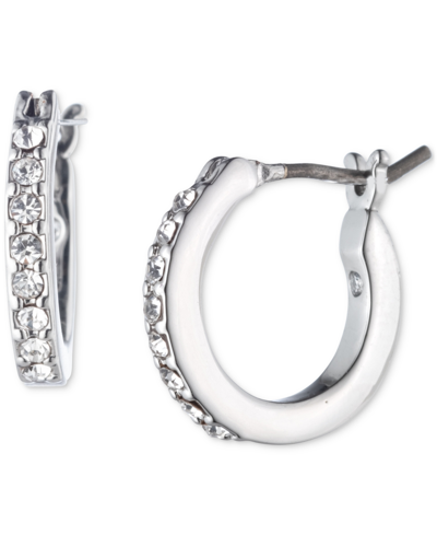 Karl Lagerfeld Extra-small Pave Hoop Earrings, 0.35" In Silver