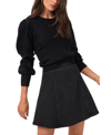 1.state Variegated Cables Crewneck Sweater In Rich Black