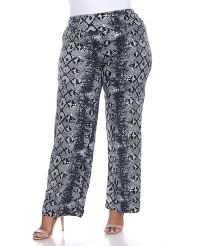 White Mark Plus Size Printed Palazzo Pants In Gray Cheetah