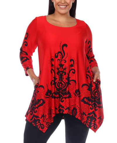 White Mark Plus Size Yanette Tunic Top In Red