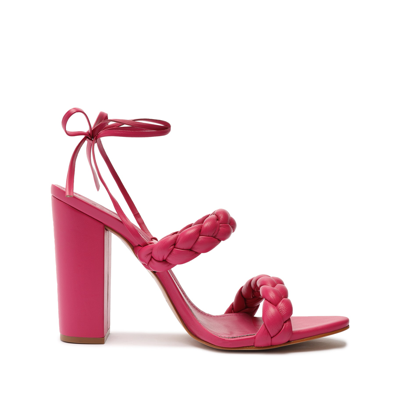 Schutz Women's Zarda Braided Leather & Ankle Wrap High Heel Sandals In Hot Pink
