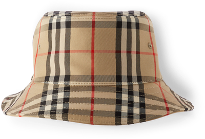 Burberry Kids' Vintage Check Cotton-blend Bucket Hat In Brown