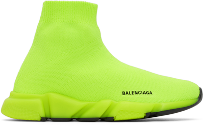 Balenciaga Speed Snekaers In Neon Yellow Knitted Stretch