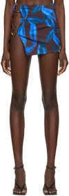 Louisa Ballou Orchid-print Ring-embellished Mini Skirt In Blue Orchid