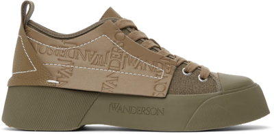 Jw Anderson Canvas And Leather Low-top Sneakers In Green