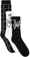 JW ANDERSON THREE-PACK BLACK & WHITE LOGO SOCKS