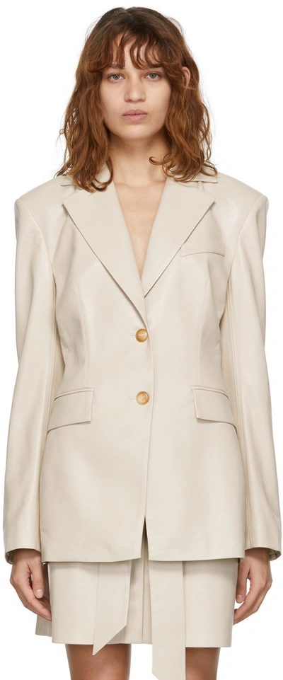 Nanushka Beige Hathi Vegan Leather Blazer In Yellow Cream