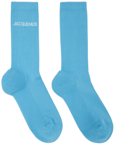 Jacquemus Les Chaussettes Cotton Blend Socks In Clear Blue