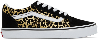 Vans Kids Black & Gold Leopard Old Skool Big Kids Sneakers In Black/white