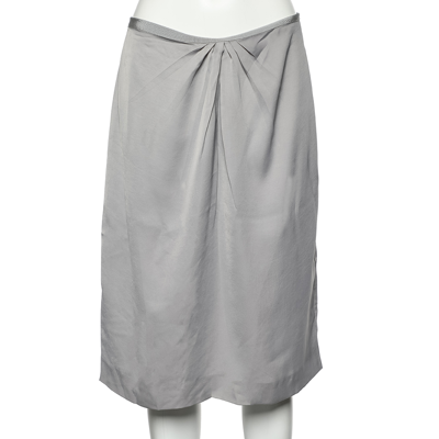 Pre-owned Valentino Grey Georgette Pleated Waist Detail Skirt M