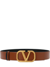 Valentino Garavani Reversible Vlogo Signature Belt In Glossy Calfskin 30 Mm In Brown