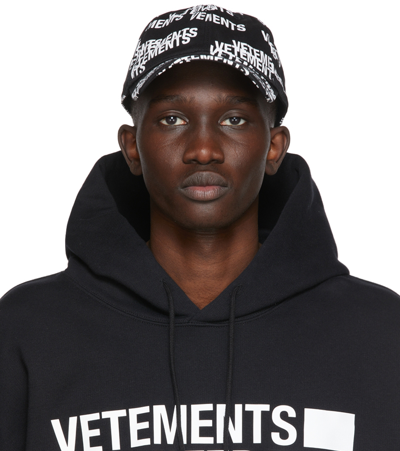 Vetements Logo-print Cotton-twill Cap In Black