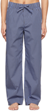 TEKLA BLUE & GREY POPLIN PYJAMA trousers