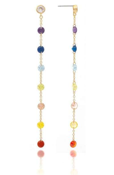 Rivka Friedman Rainbow Crystal Chain Earrings In 18k Gold Clad