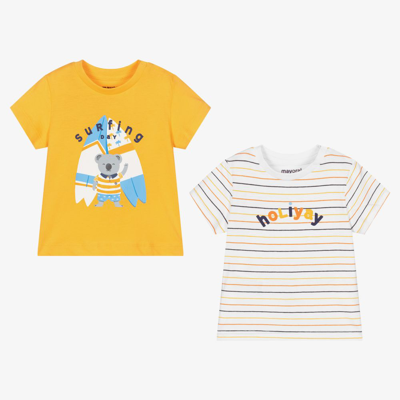 Mayoral Babies' Boys Orange & White T-shirts (2 Pack)