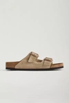 BIRKENSTOCK ARIZONA SOFT FOOTBED SANDAL IN TAUPE AT URBAN OUTFITTERS