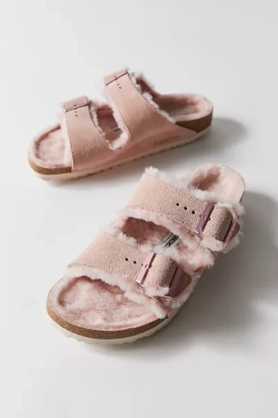 Birkenstock Arizona Shearling Sandal In Rose