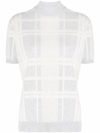 Brunello Cucinelli Check Print Short Sleeve Turtle Neck In Grigio