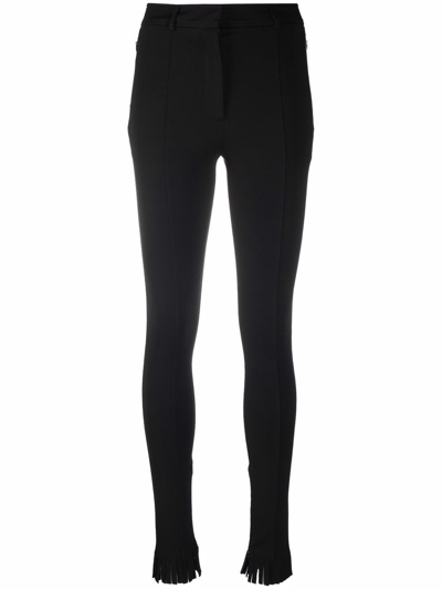 Burberry Fringed Stretch Crepe Jersey Leggings In Black