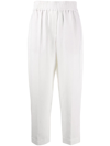 Brunello Cucinelli Women Viscose And Linen Fluid Twill Baggy Pull-on Pants In Bianco