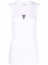 Brunello Cucinelli Stretch-cotton Monili Tank Top In Bianco