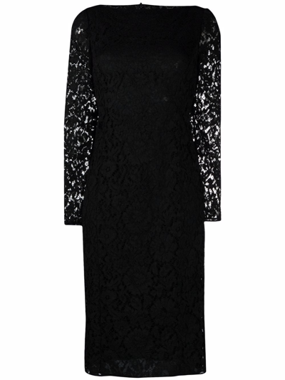 Valentino Lace Midi Dress In Black
