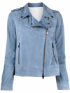 Brunello Cucinelli Womens Light Blue Leather Outerwear Jacket In Blu