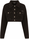 Dolce & Gabbana Cropped Denim Jacket With Pockets In Nero