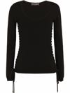 Dolce & Gabbana Scoop-neck Lace-up Jumper In Nero