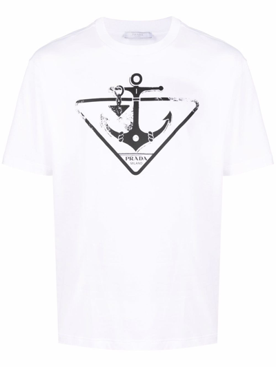 Prada Jersey Symbols T-shirt In Bianco